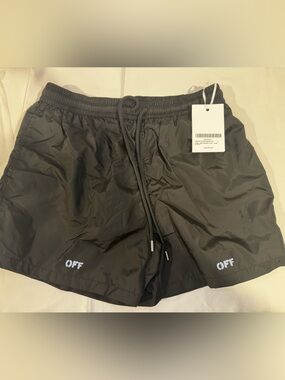 Off-White Stencil Arrow Mens Swimshorts “Cloudy” Beachwear Sz.Large
